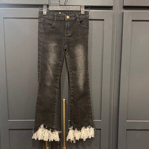 Black Frayed Hem Girls Jeans